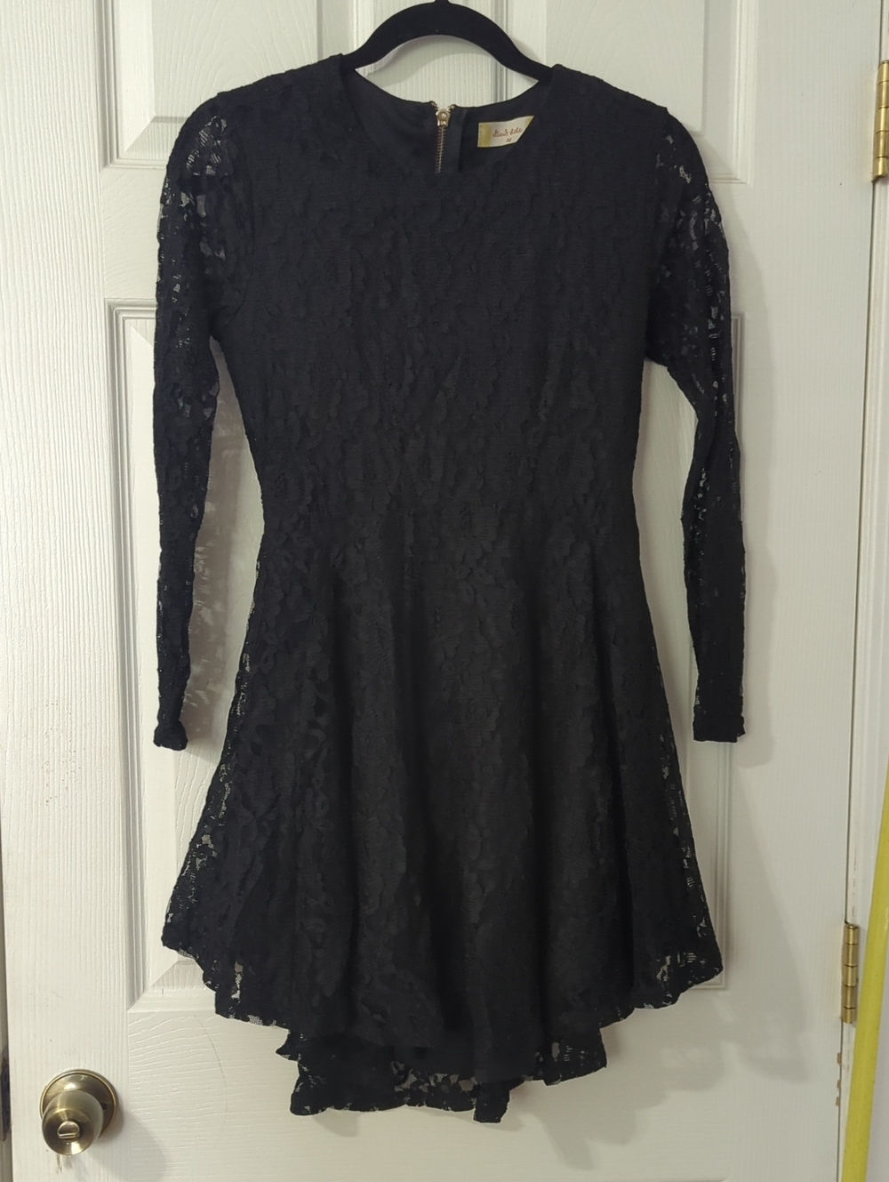 Altar'd State Black Long-Sleeve Lace Fit & Flare Dress